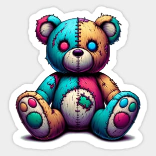 Rainbow creepy teddy bear Sticker